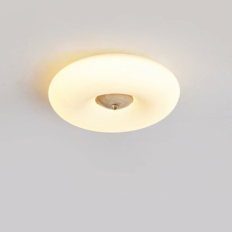 Flen loftslampe med ring i gul travertin
