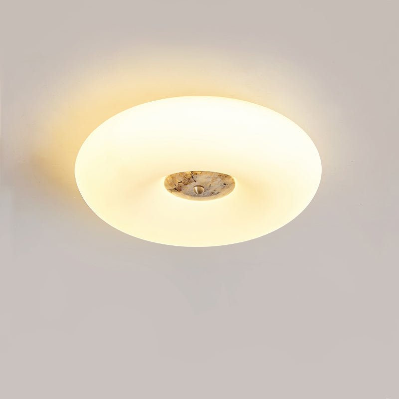 Flen loftslampe med ring i gul travertin