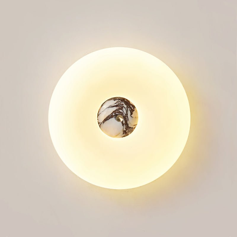 Flen loftslampe med ring i gul travertin