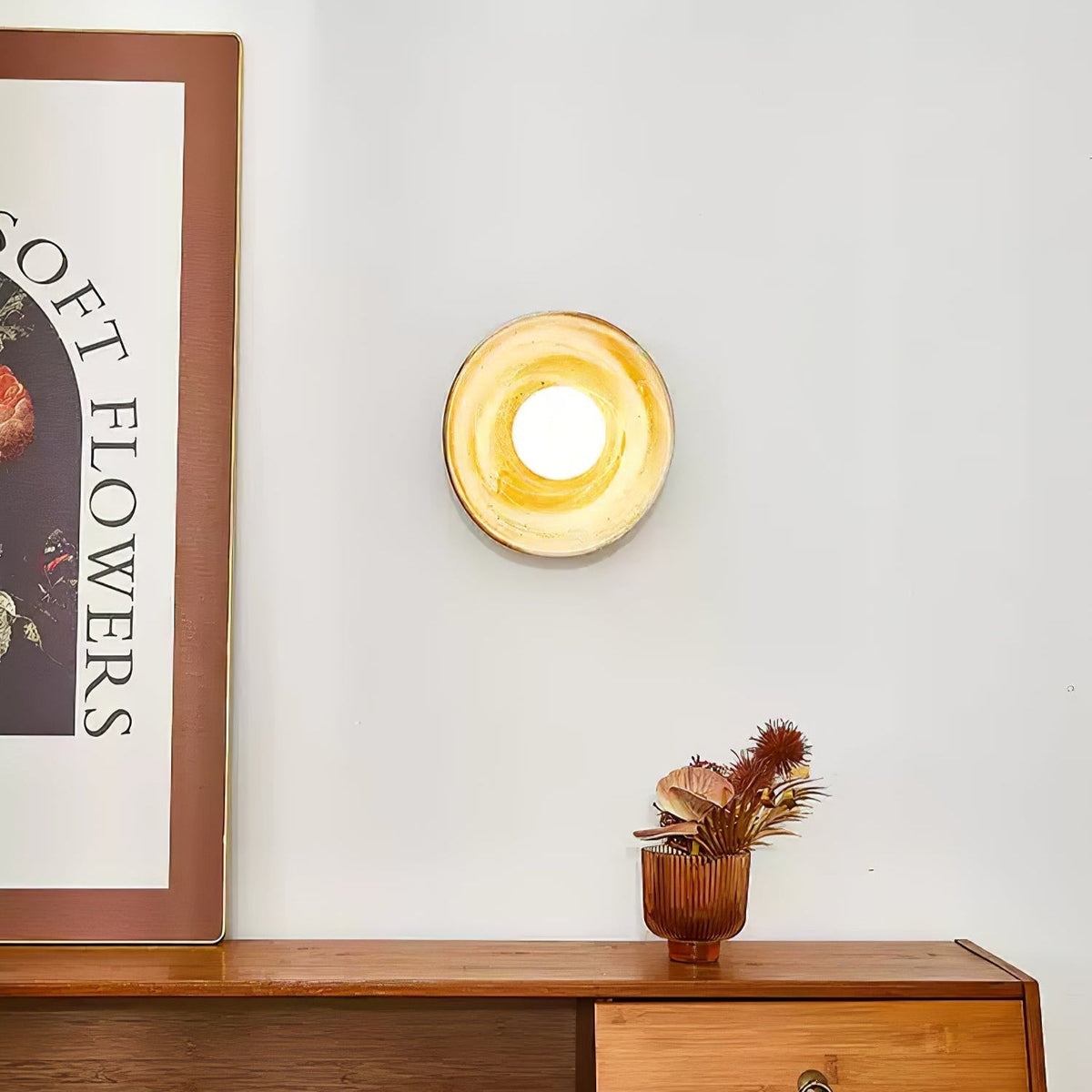 Solune moderne minimalistisk væglampe i glas og træ