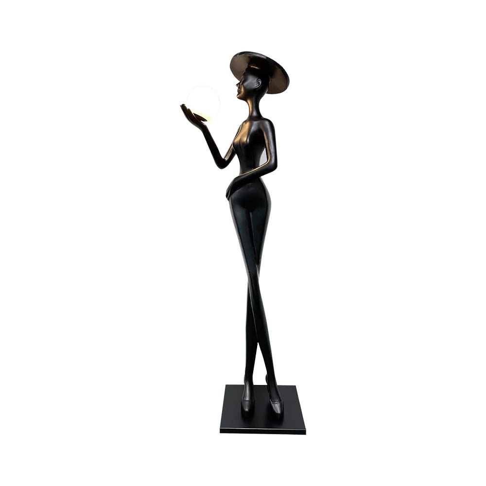 Candeeiro de pé preto elegante Zevinen