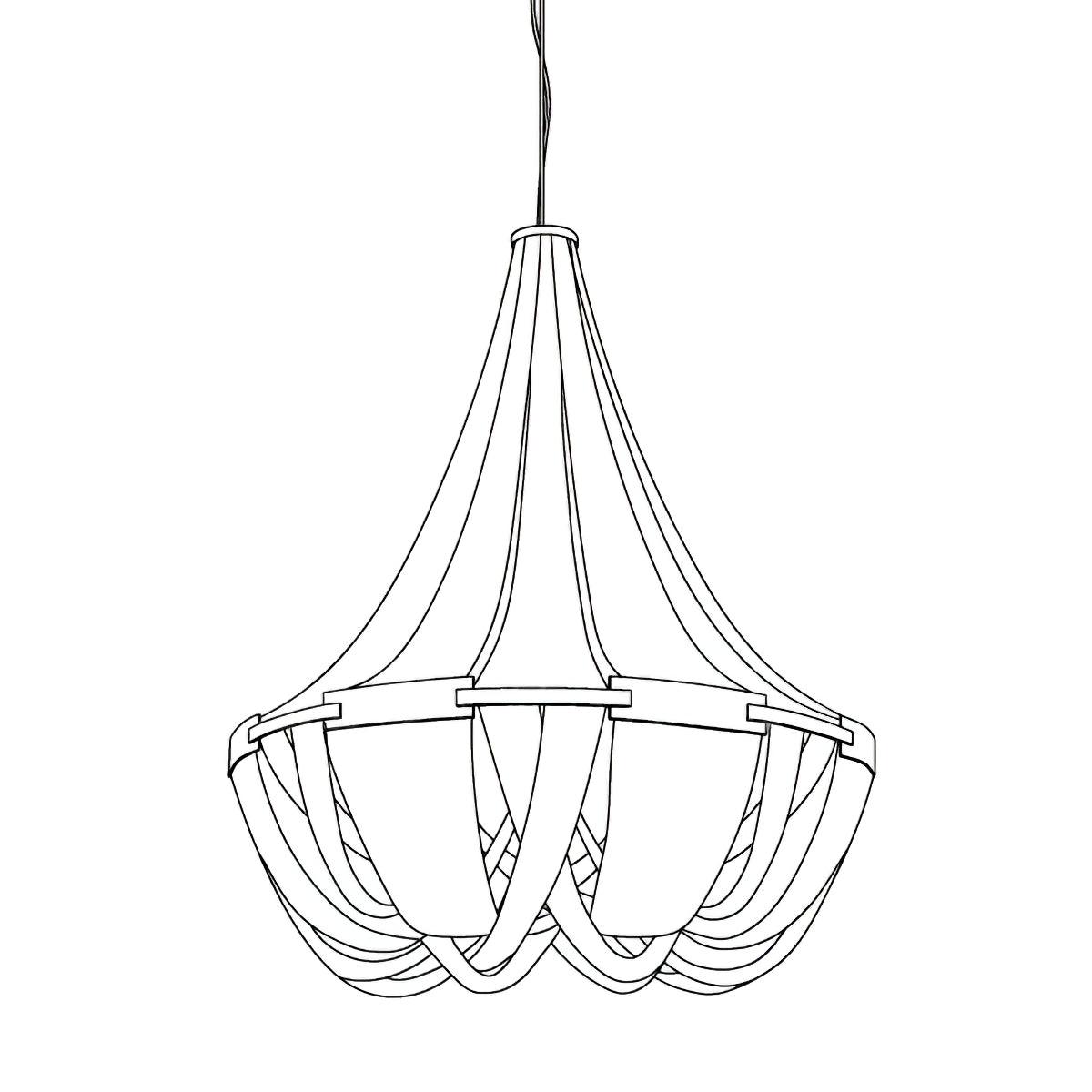 Candelabro com borlas e corrente de alumínio Zylen