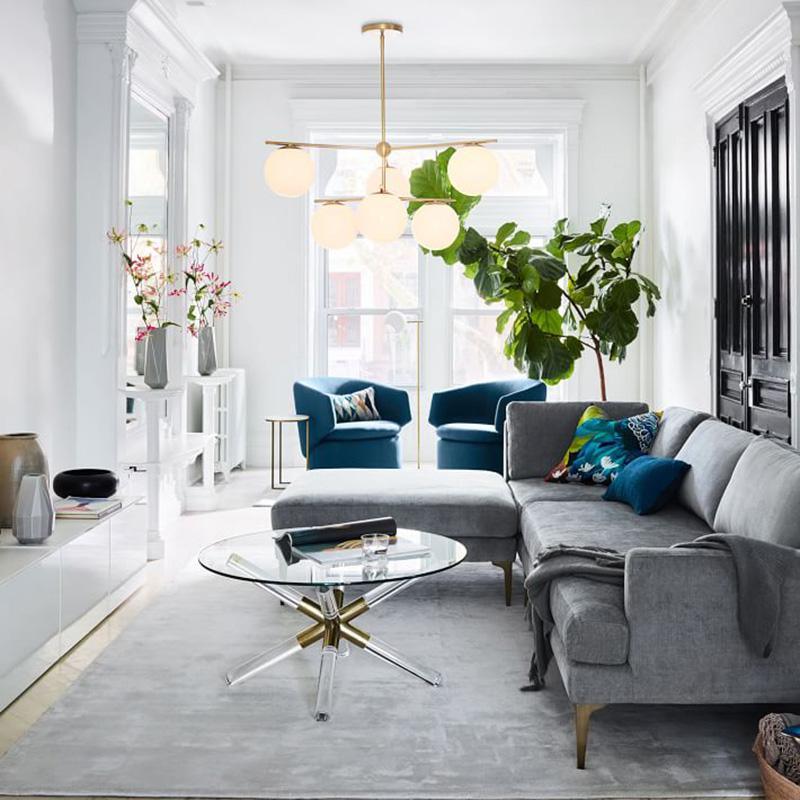 Casoella moderne Sphere & Stem-lysekrone i guldfarve med LED