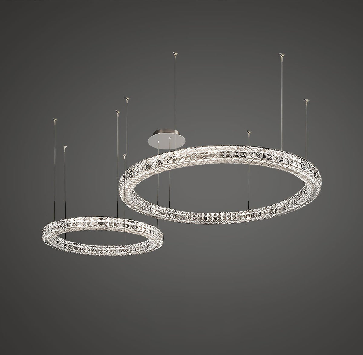 Luxerian Spiridon Luxe-lysekrone med krystalringe