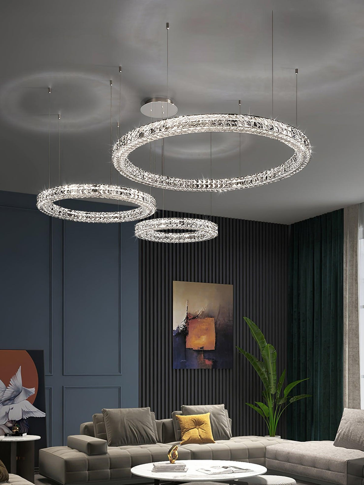 Luxerian Spiridon Luxe-lysekrone med krystalringe
