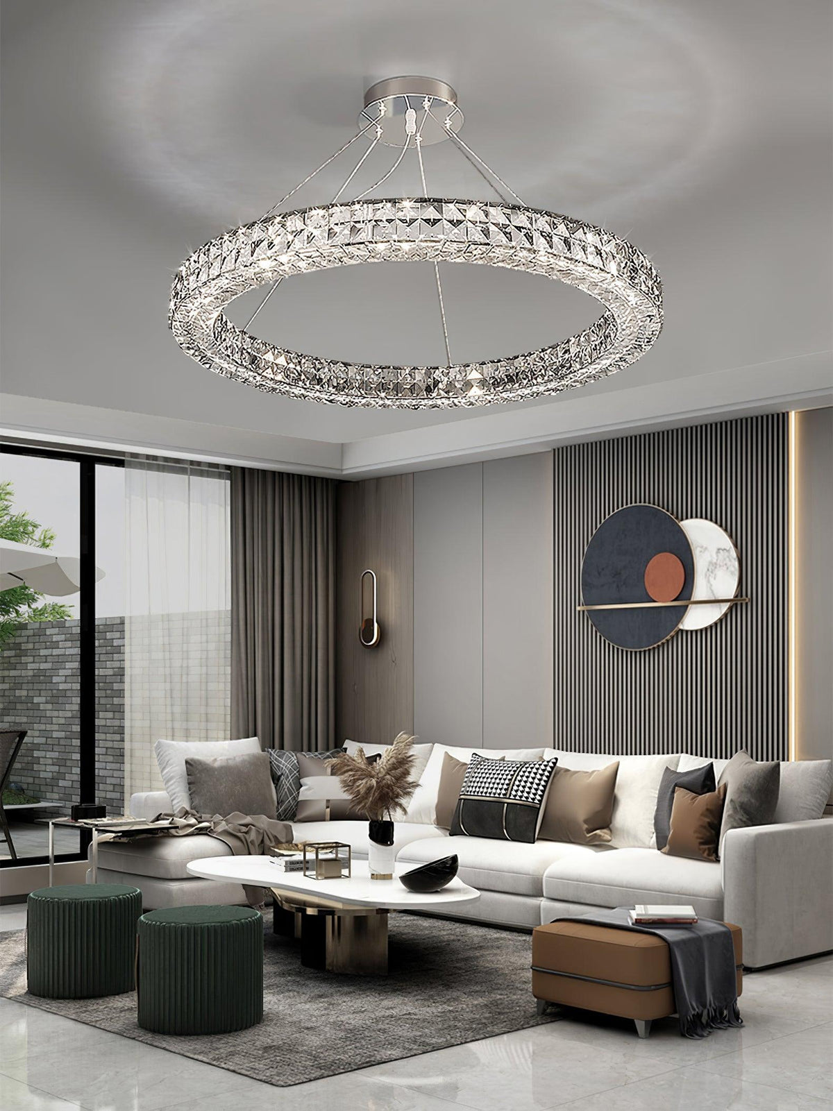 Luxerian Spiridon Luxe-lysekrone med krystalringe