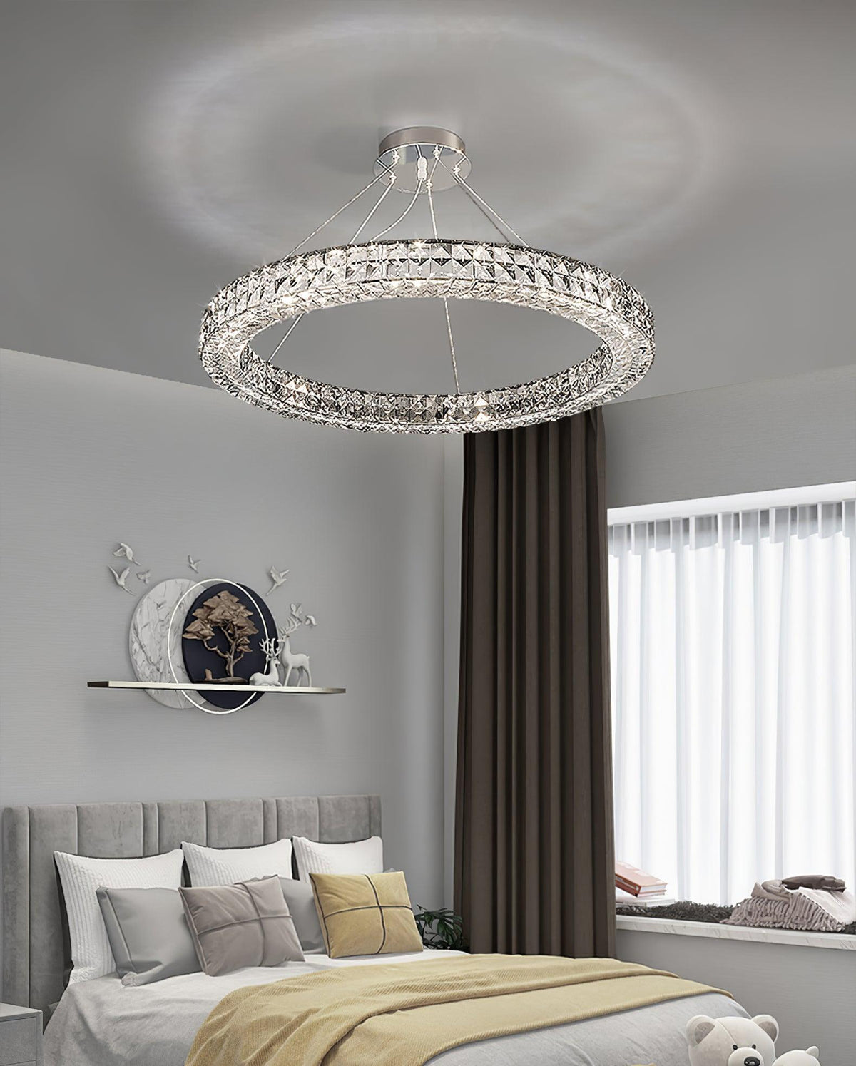 Luxerian Spiridon Luxe-lysekrone med krystalringe