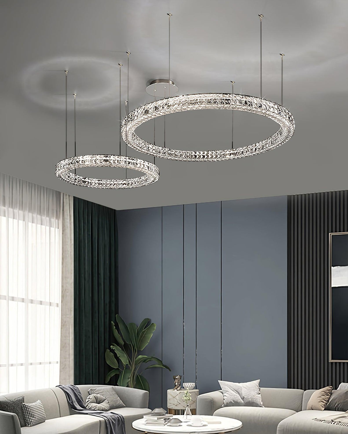 Luxerian Spiridon Luxe-lysekrone med krystalringe