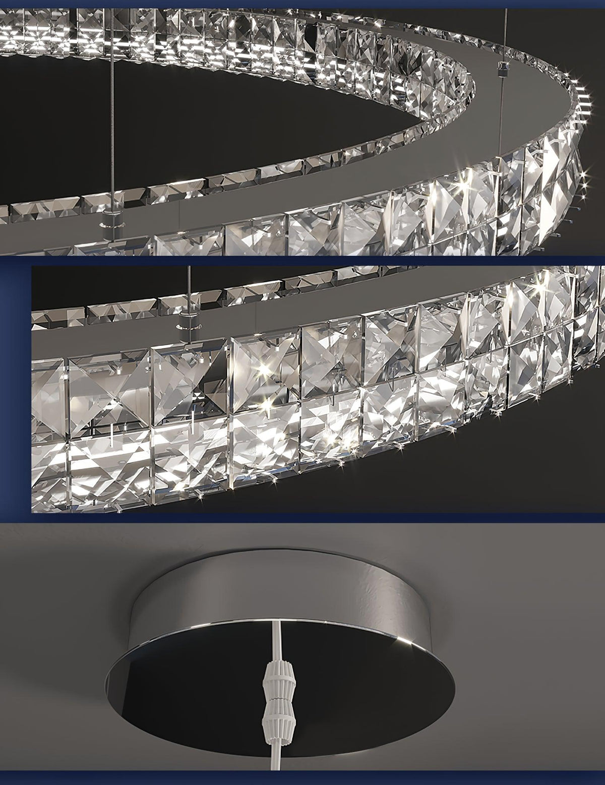 Luxerian Spiridon Luxe-lysekrone med krystalringe
