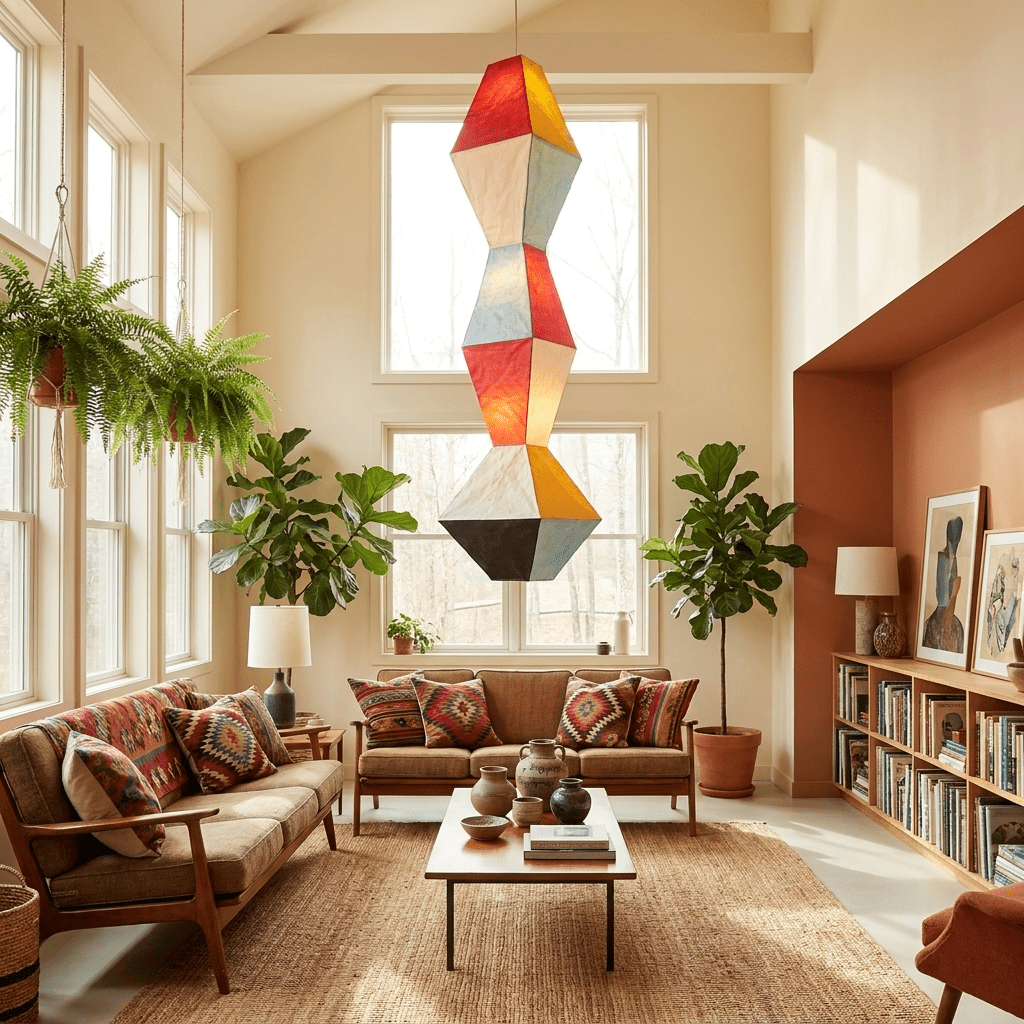 Mavelle geometrisk pendellampe i rispapir