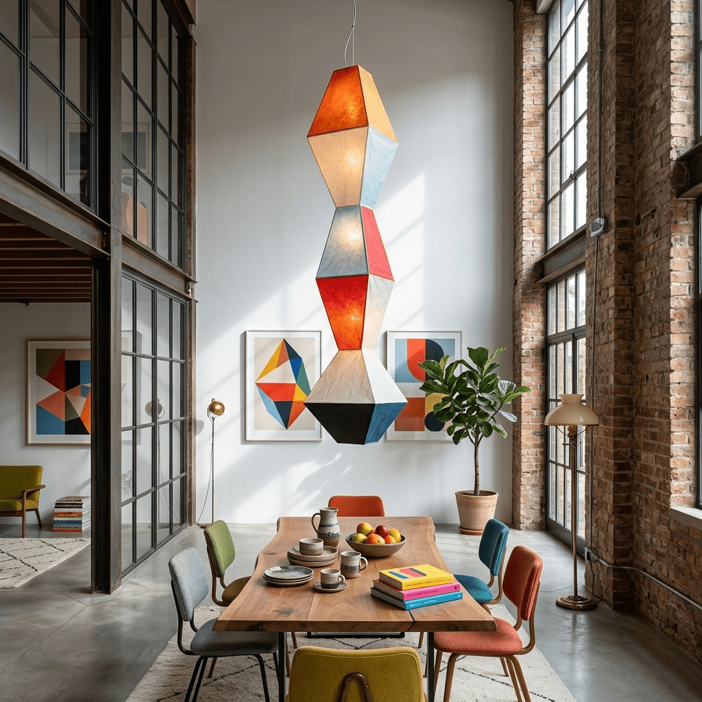 Mavelle geometrisk pendellampe i rispapir