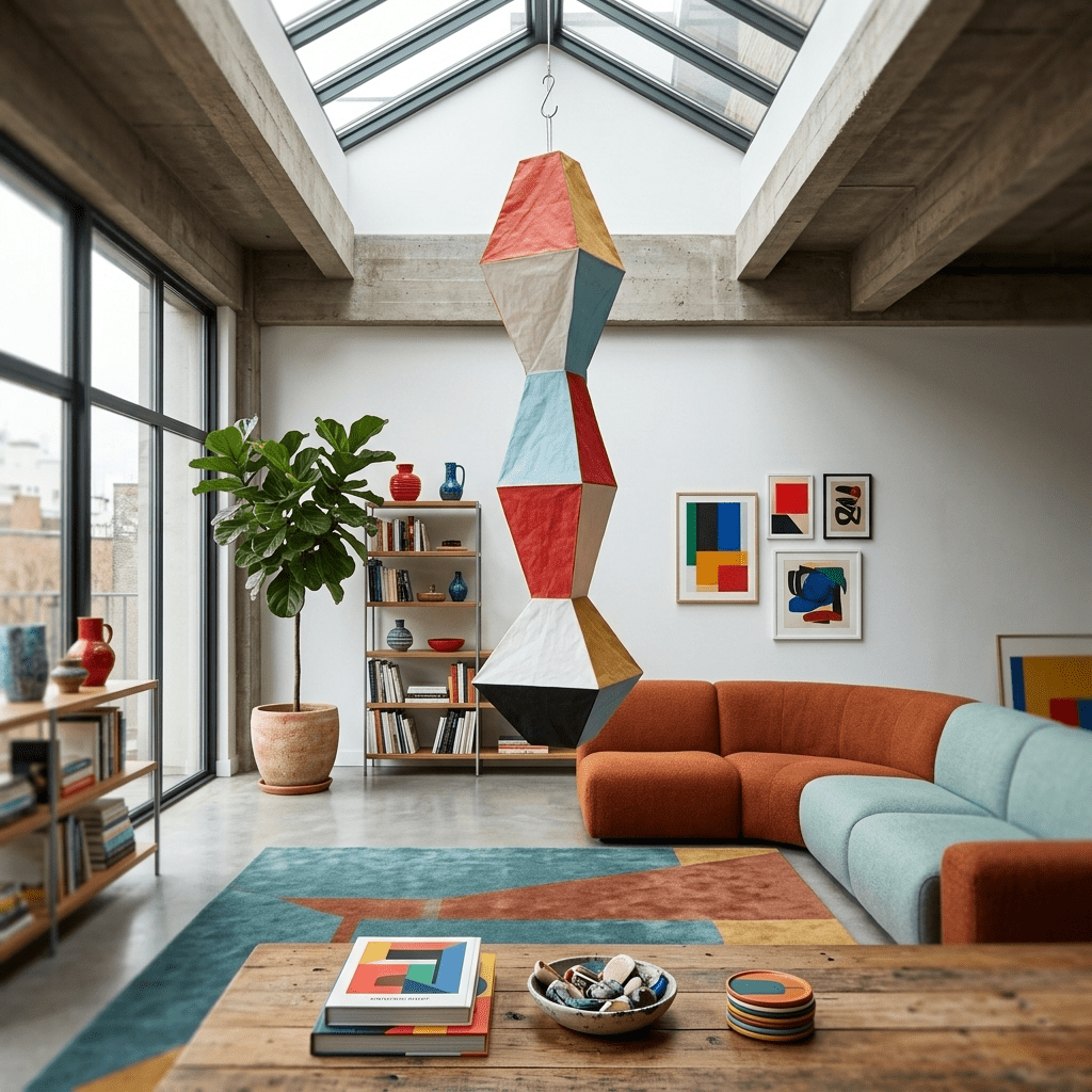 Mavelle geometrisk pendellampe i rispapir