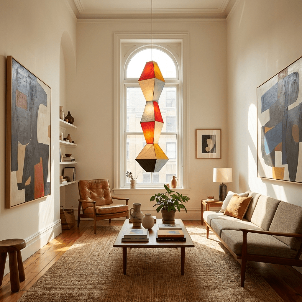 Mavelle geometrisk pendellampe i rispapir