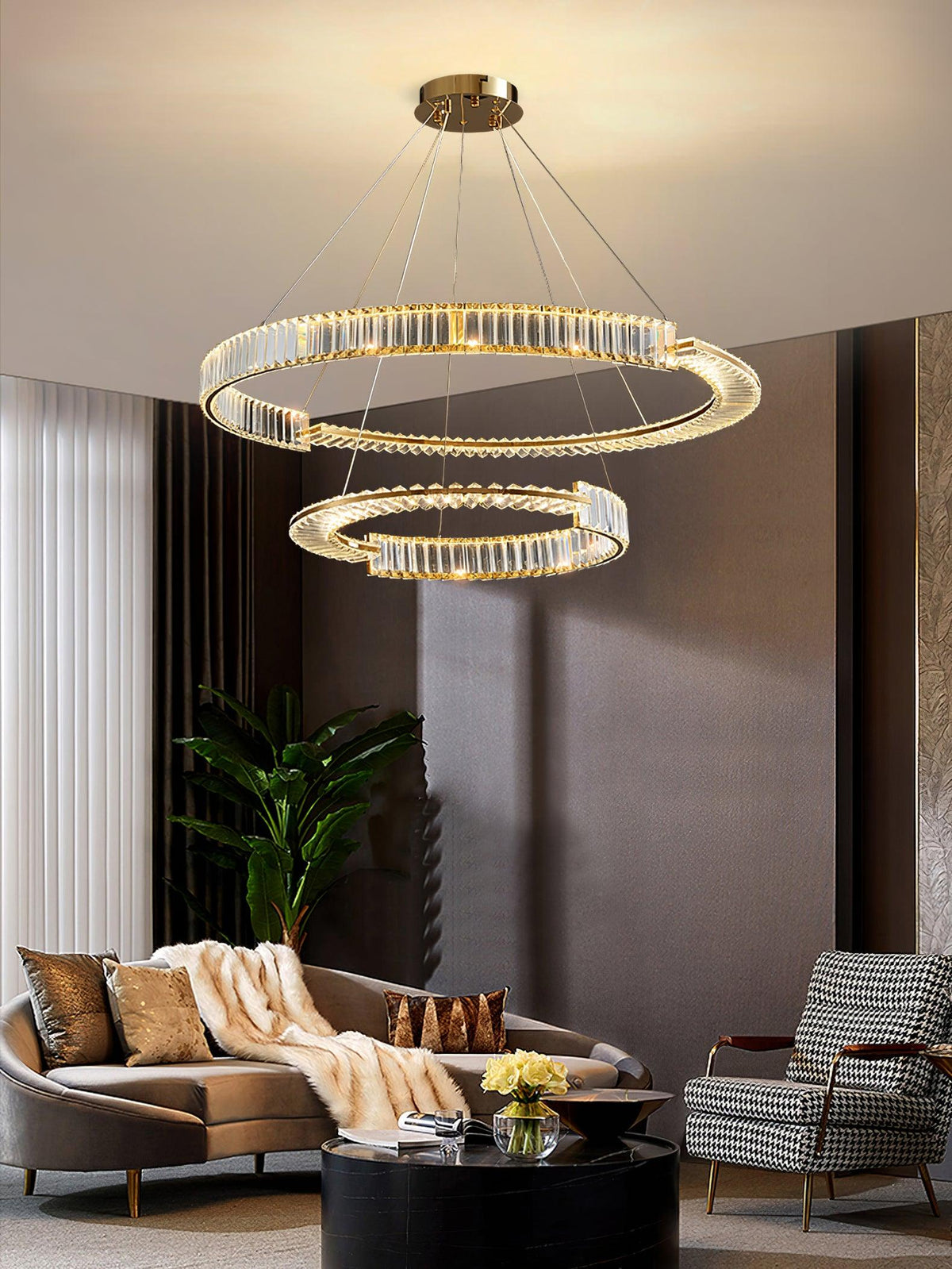 Cyrerira Stella LED-krystalkrone med ring