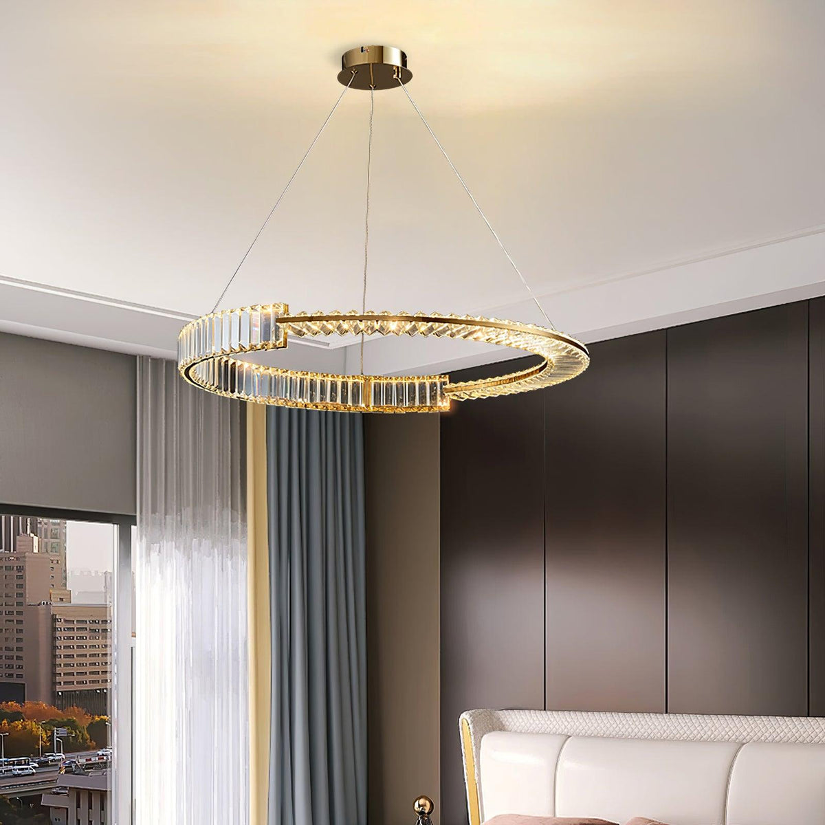 Cyrerira Stella LED-krystalkrone med ring