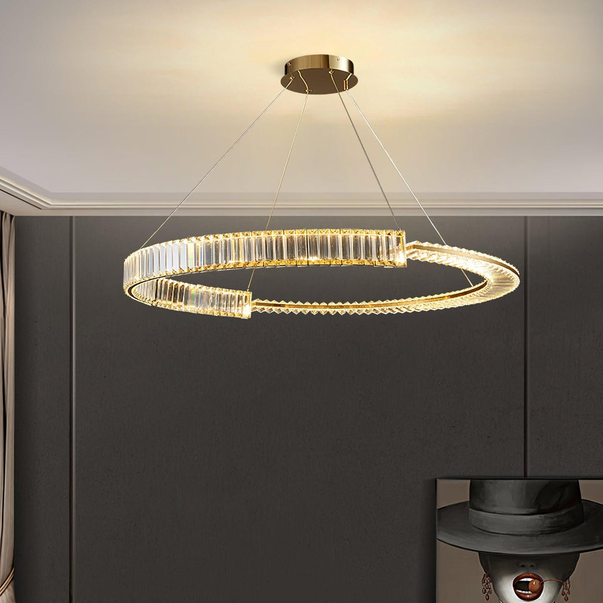 Cyrerira Stella LED-krystalkrone med ring