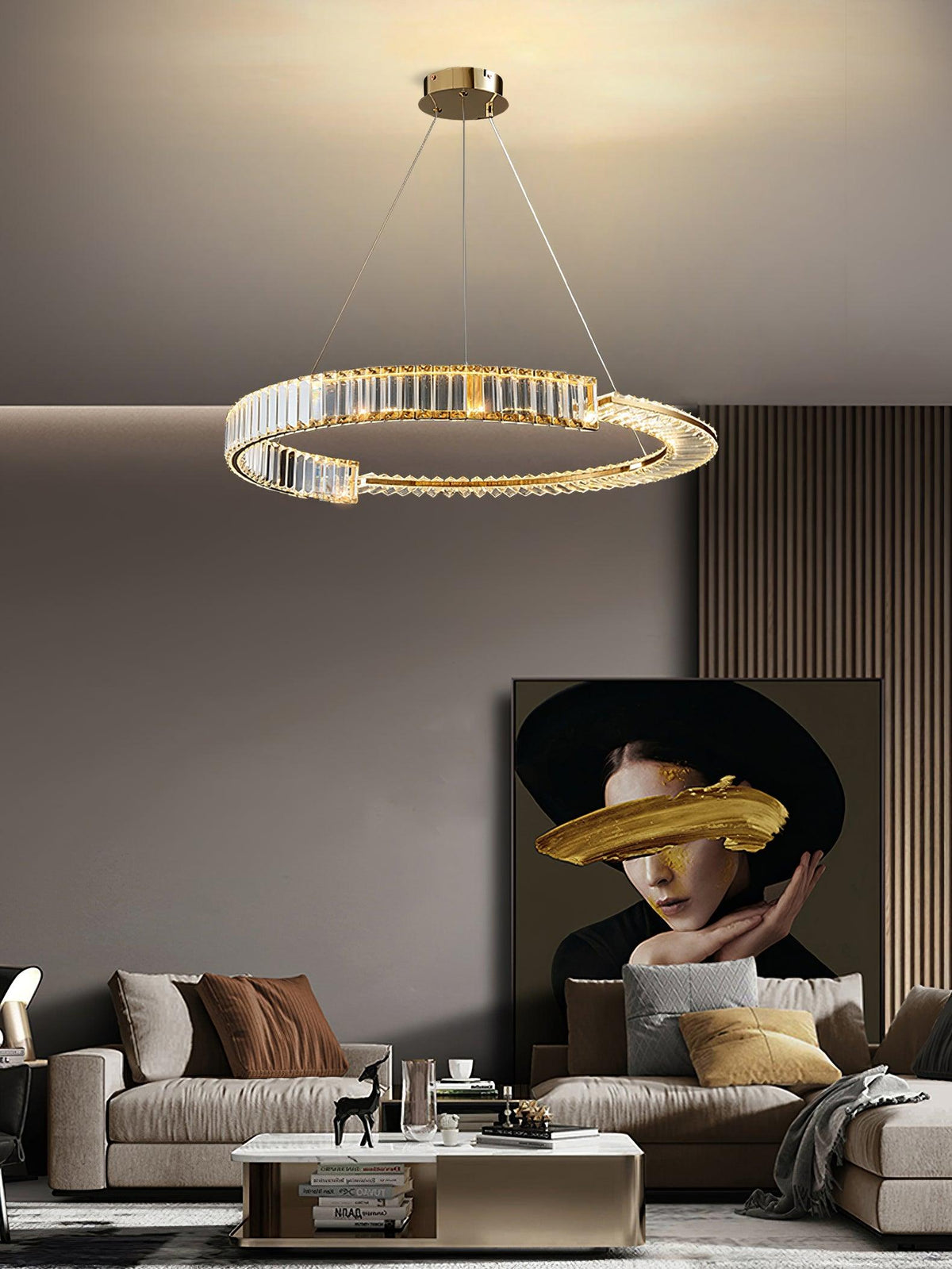 Cyrerira Stella LED-krystalkrone med ring