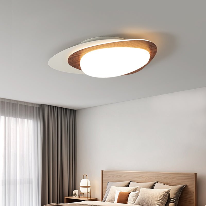 Fuji taklampa i valnöt, oval och organisk LED