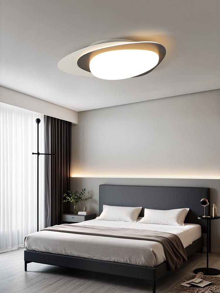 Fuji taklampa i valnöt, oval och organisk LED