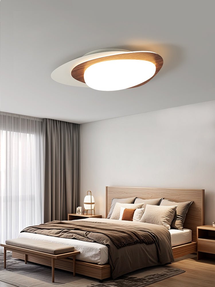 Fuji taklampa i valnöt, oval och organisk LED