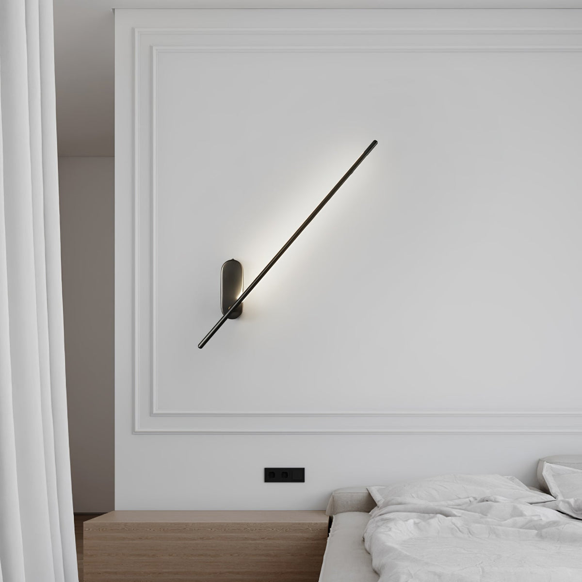 Vrysl minimalistisk væglampe med stik og stavdesign