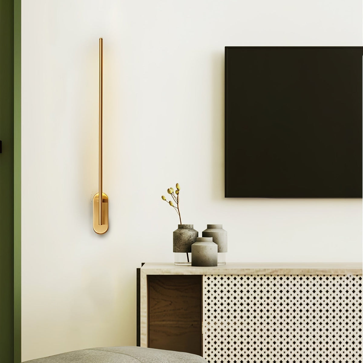 Vrysl minimalistisk væglampe med stik og stavdesign