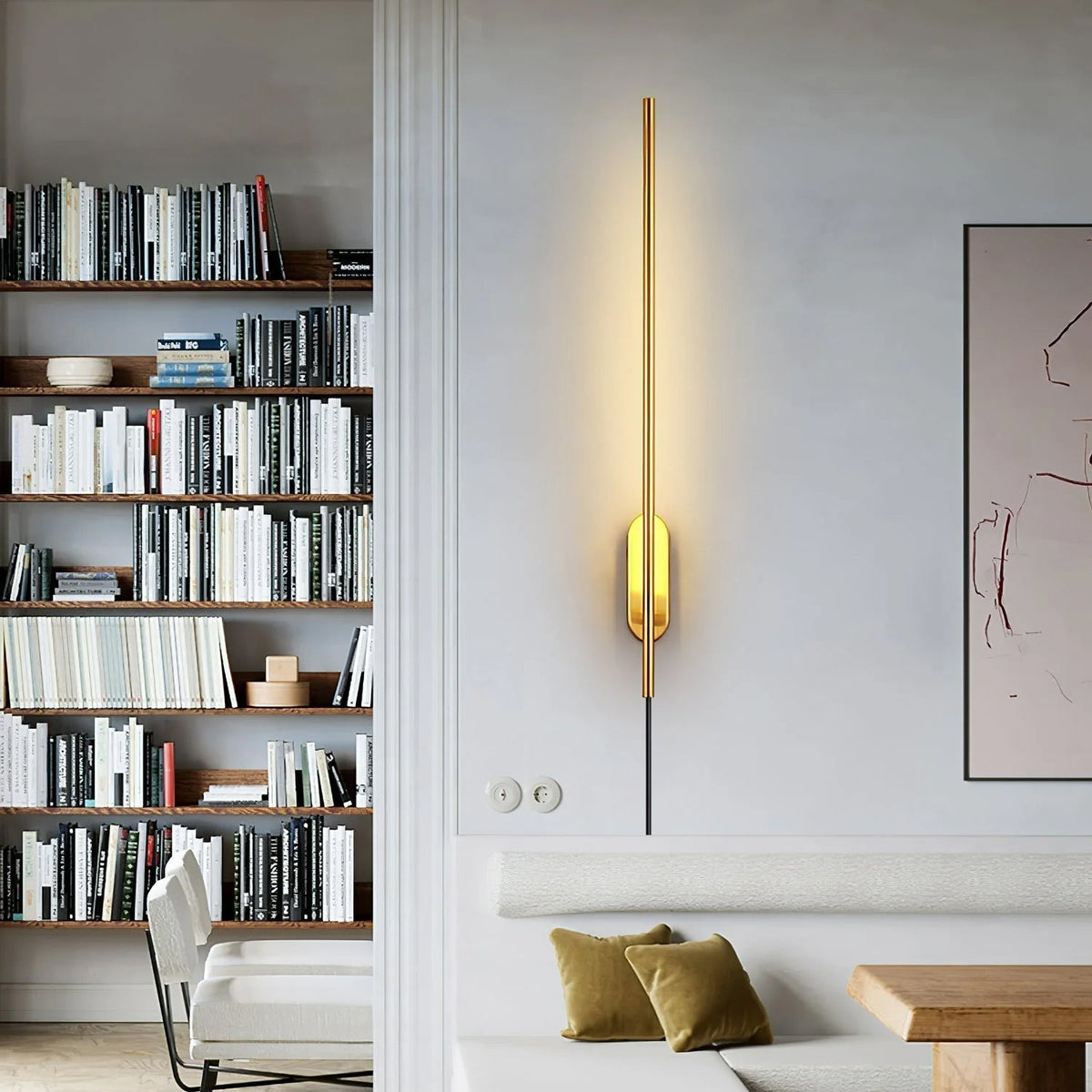 Vrysl minimalistisk væglampe med stik og stavdesign