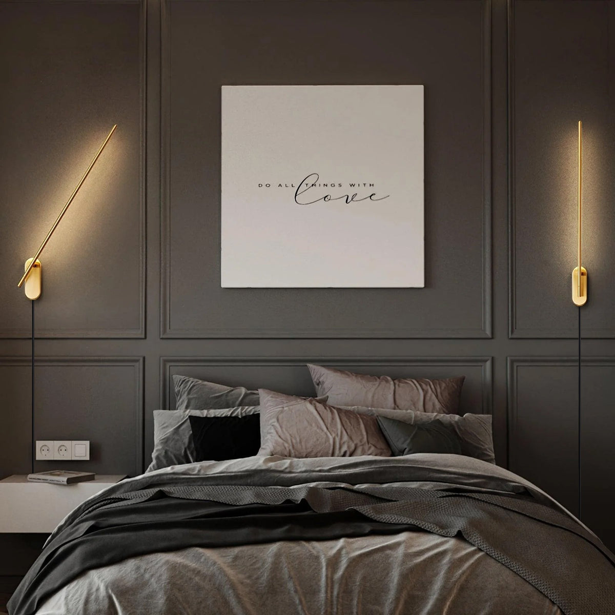 Vrysl minimalistisk væglampe med stik og stavdesign