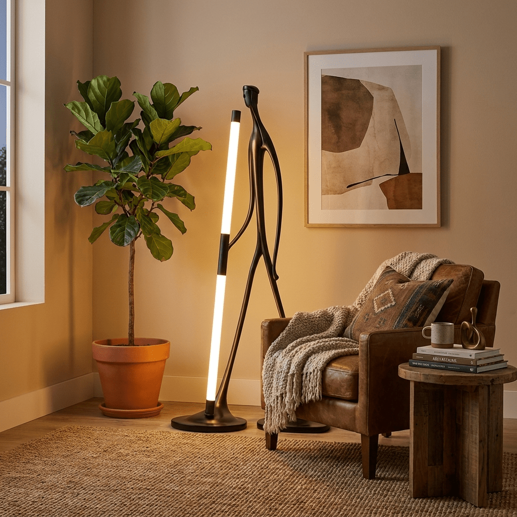 Gulvlampe med skridtfigur