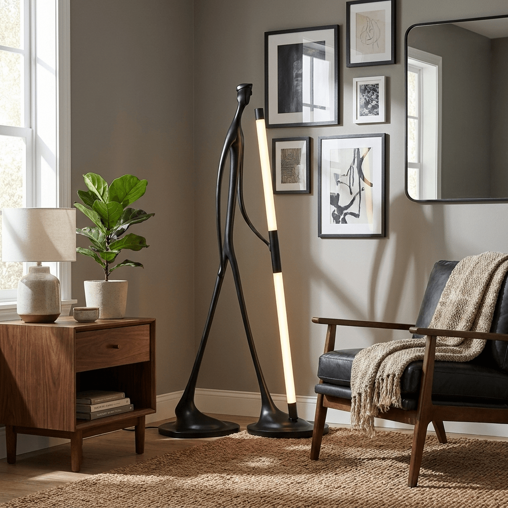 Gulvlampe med skridtfigur