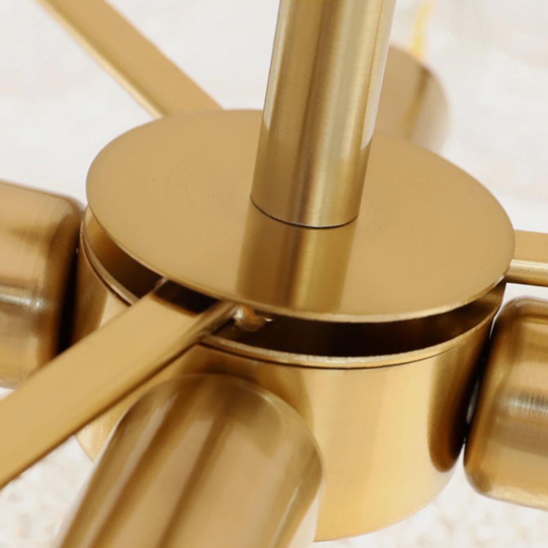 Candeeiro de teto Velalaine com acabamento dourado e vidro canelado