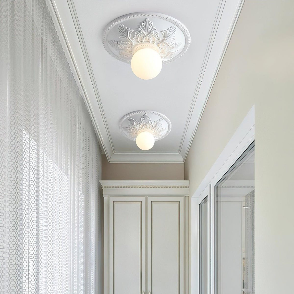Taklampa Takkåpa i harts Glaskupa Klassisk Ornamental