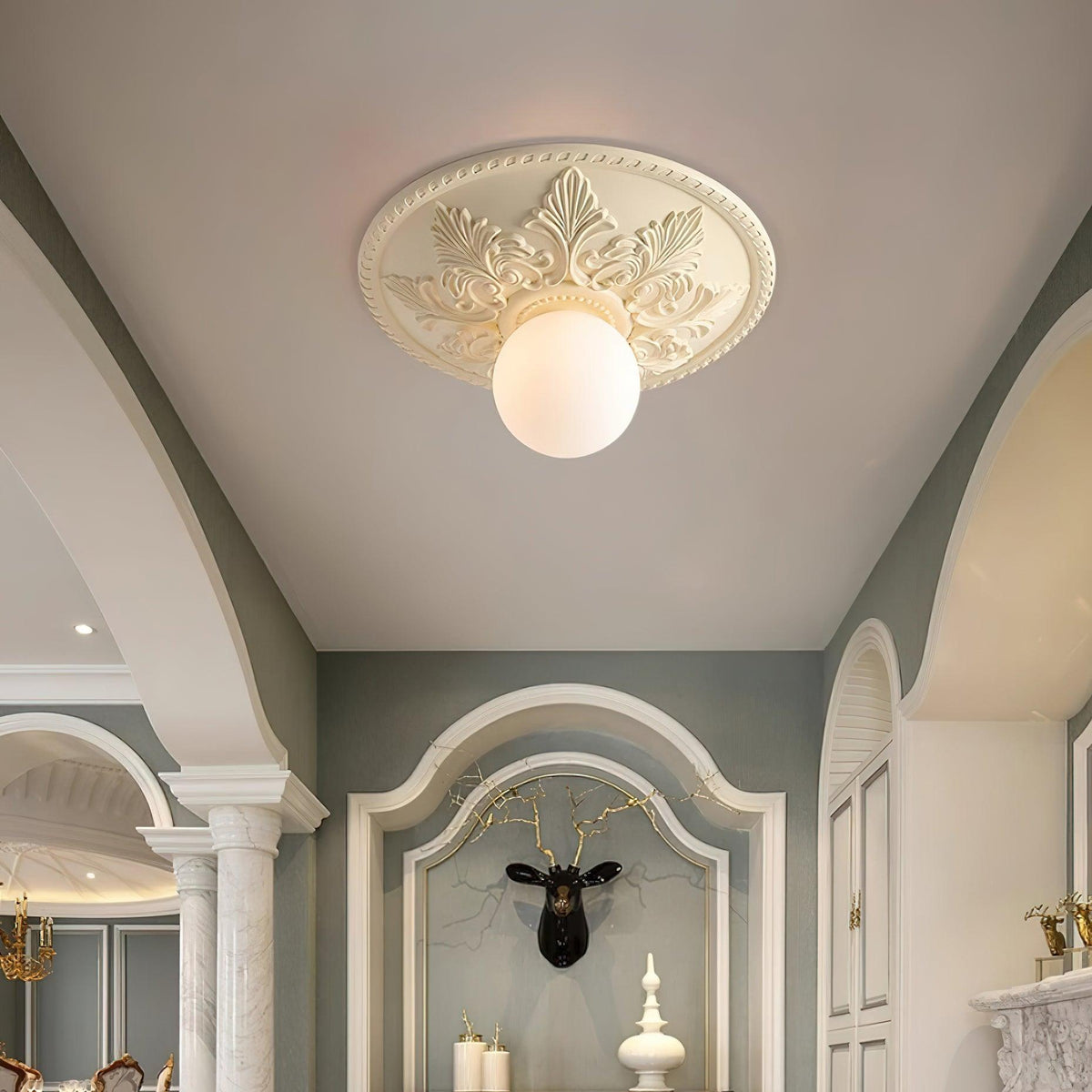 Taklampa Takkåpa i harts Glaskupa Klassisk Ornamental