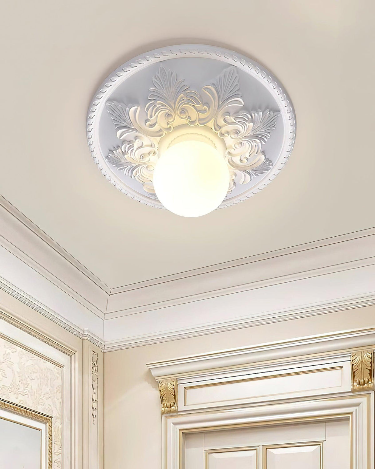 Taklampa Takkåpa i harts Glaskupa Klassisk Ornamental