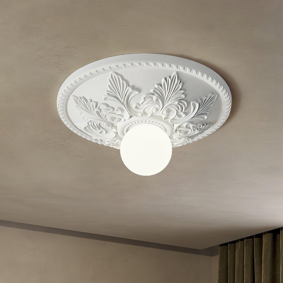 Taklampa Takkåpa i harts Glaskupa Klassisk Ornamental