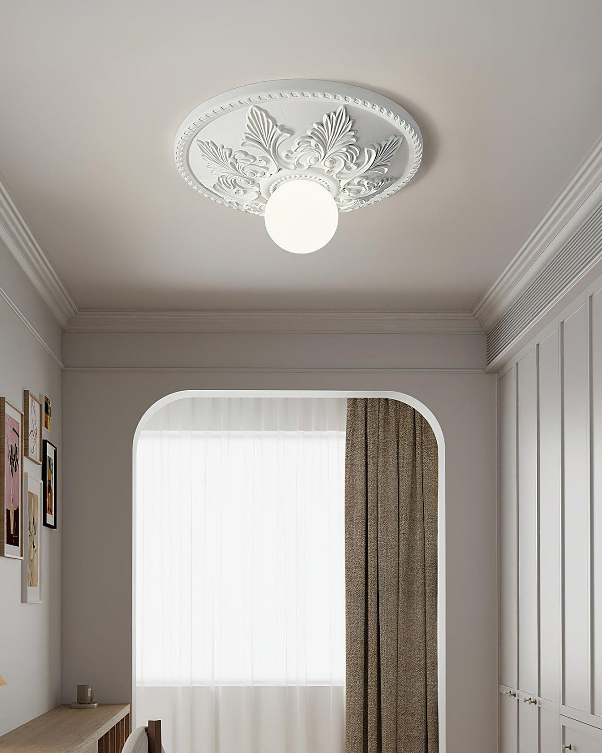 Taklampa Takkåpa i harts Glaskupa Klassisk Ornamental