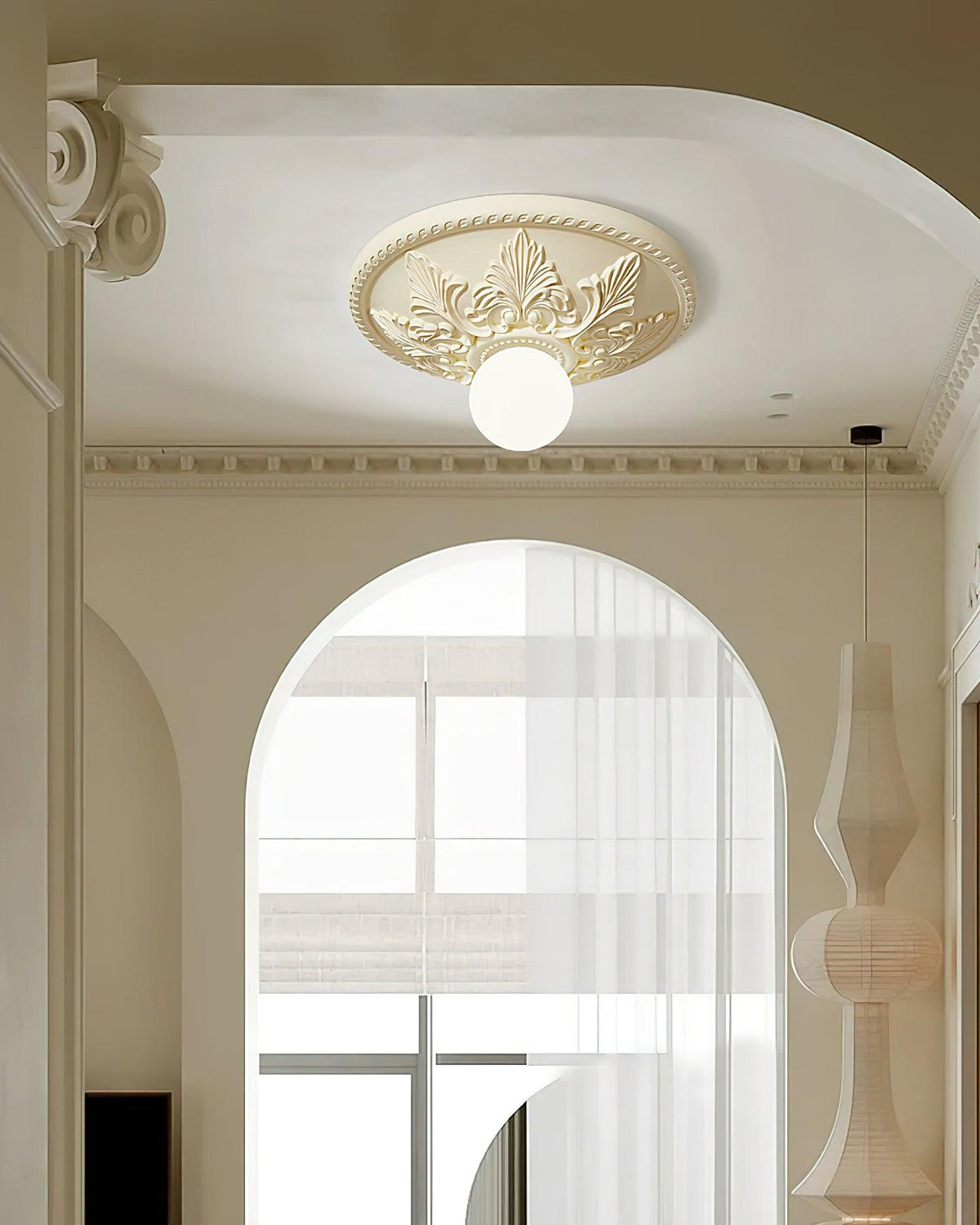 Taklampa Takkåpa i harts Glaskupa Klassisk Ornamental