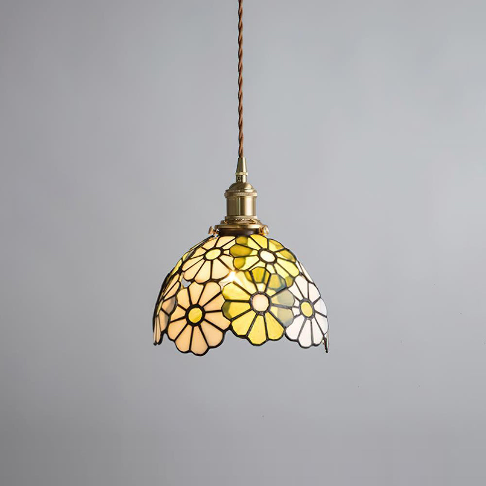 Blåklokke-pendellampe med blomstermotiv