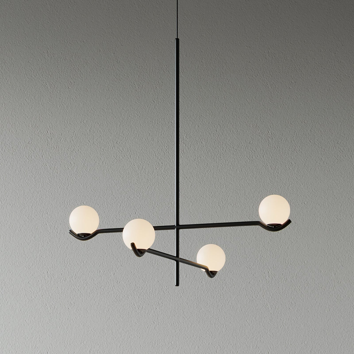 Elvian lysekrone med hvid glaskugle og minimalistisk messing