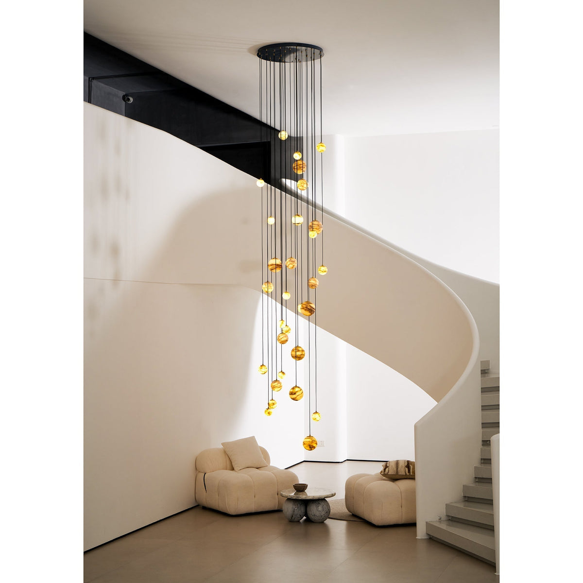 Candelabro Sultana, cascata de orbes em alabastro