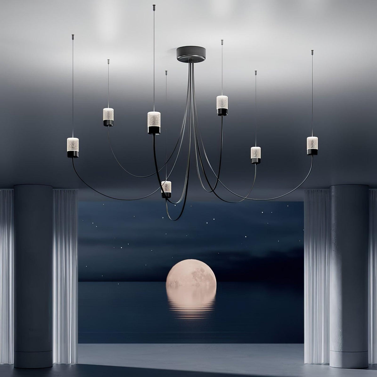 Candeeiro de teto em vidro com elegância oscilante Veluaria