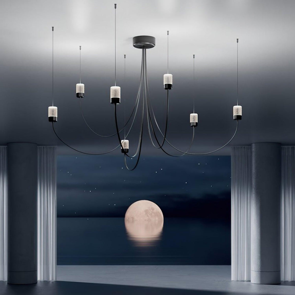 Candeeiro de teto em vidro com elegância oscilante Veluaria