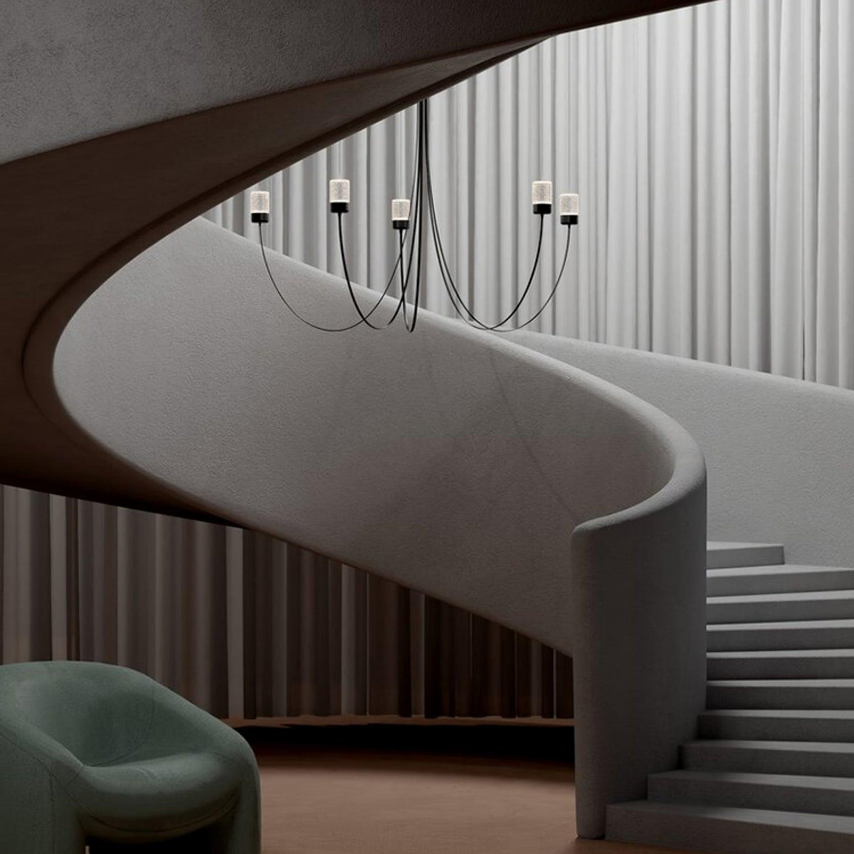 Candeeiro de teto em vidro com elegância oscilante Veluaria