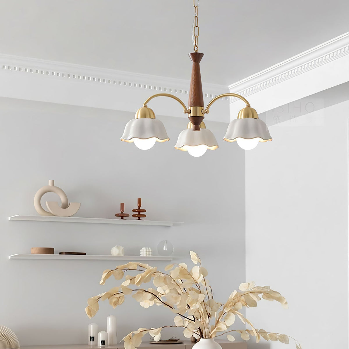 Bellin Floral Chandeliers Wood Ceramic