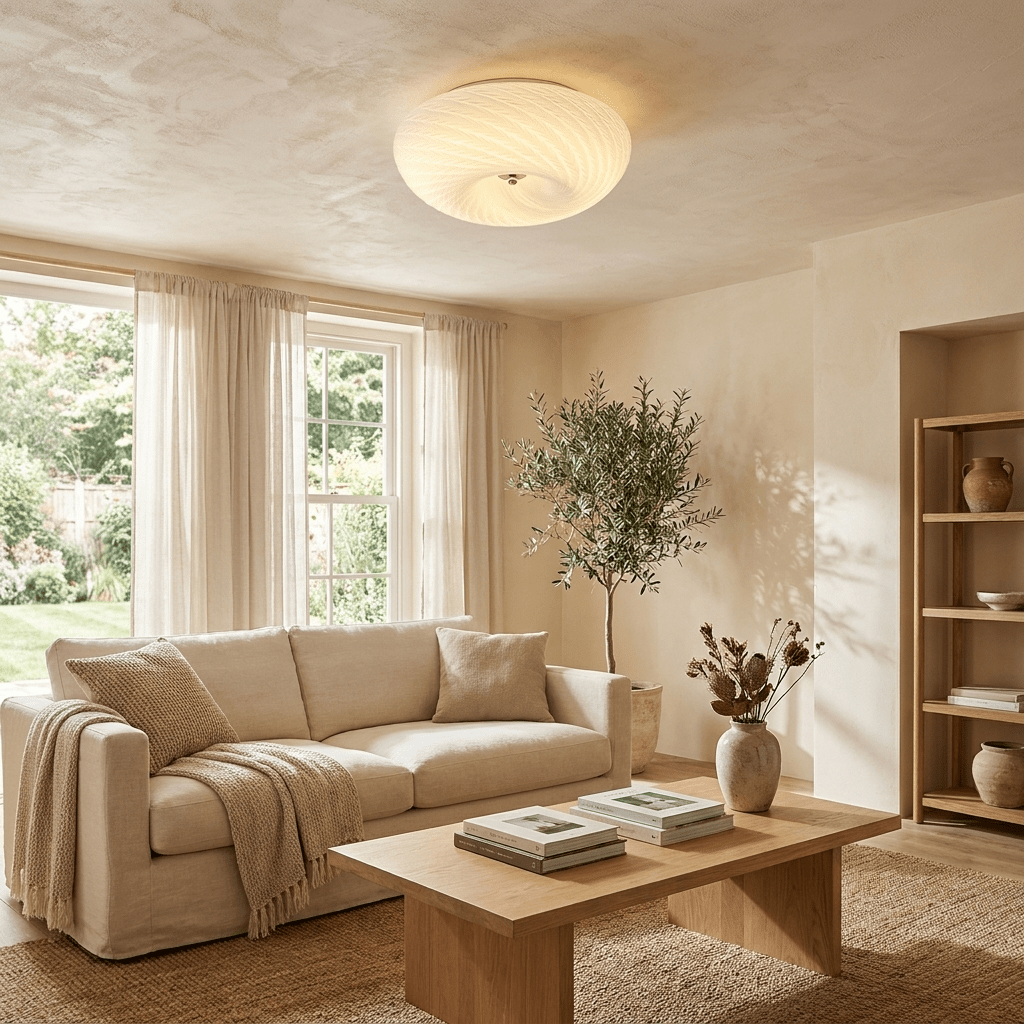 Virvelformad plafond i glas
