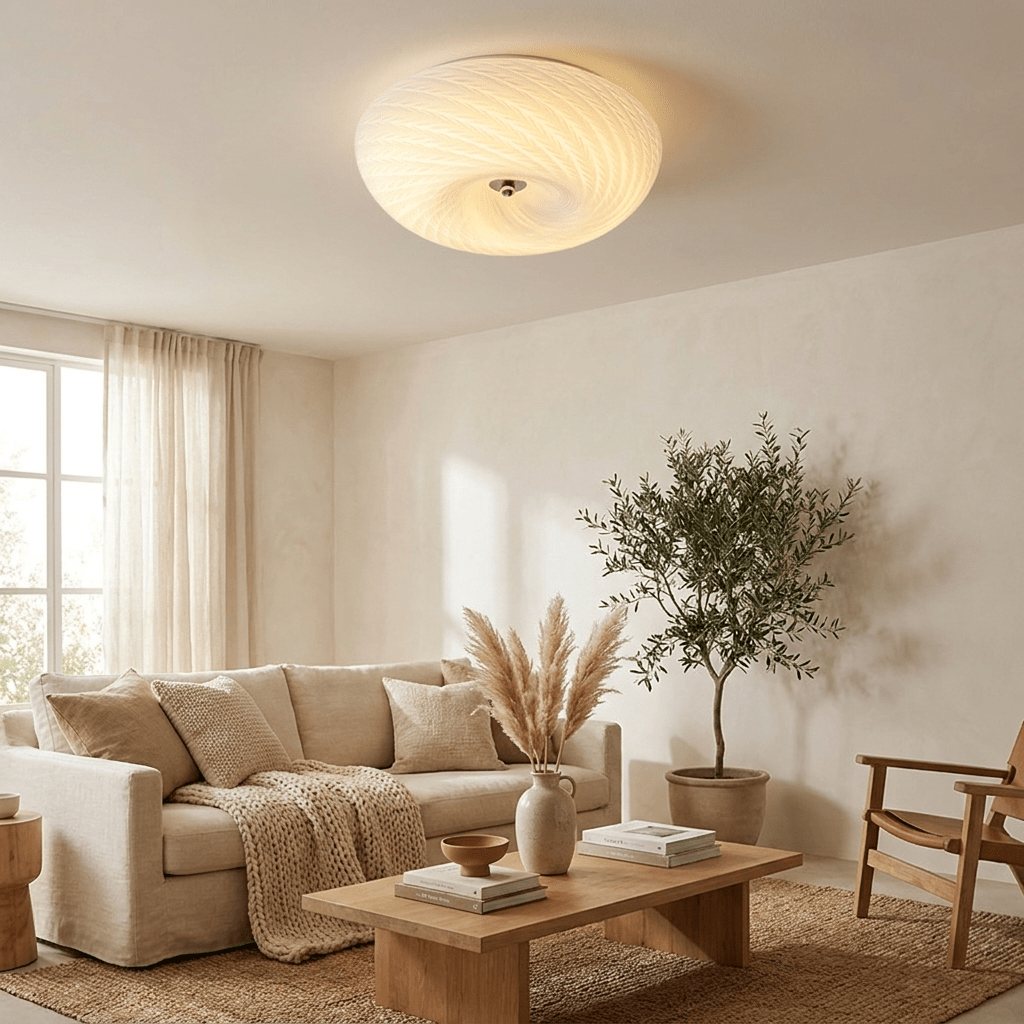 Virvelformad plafond i glas