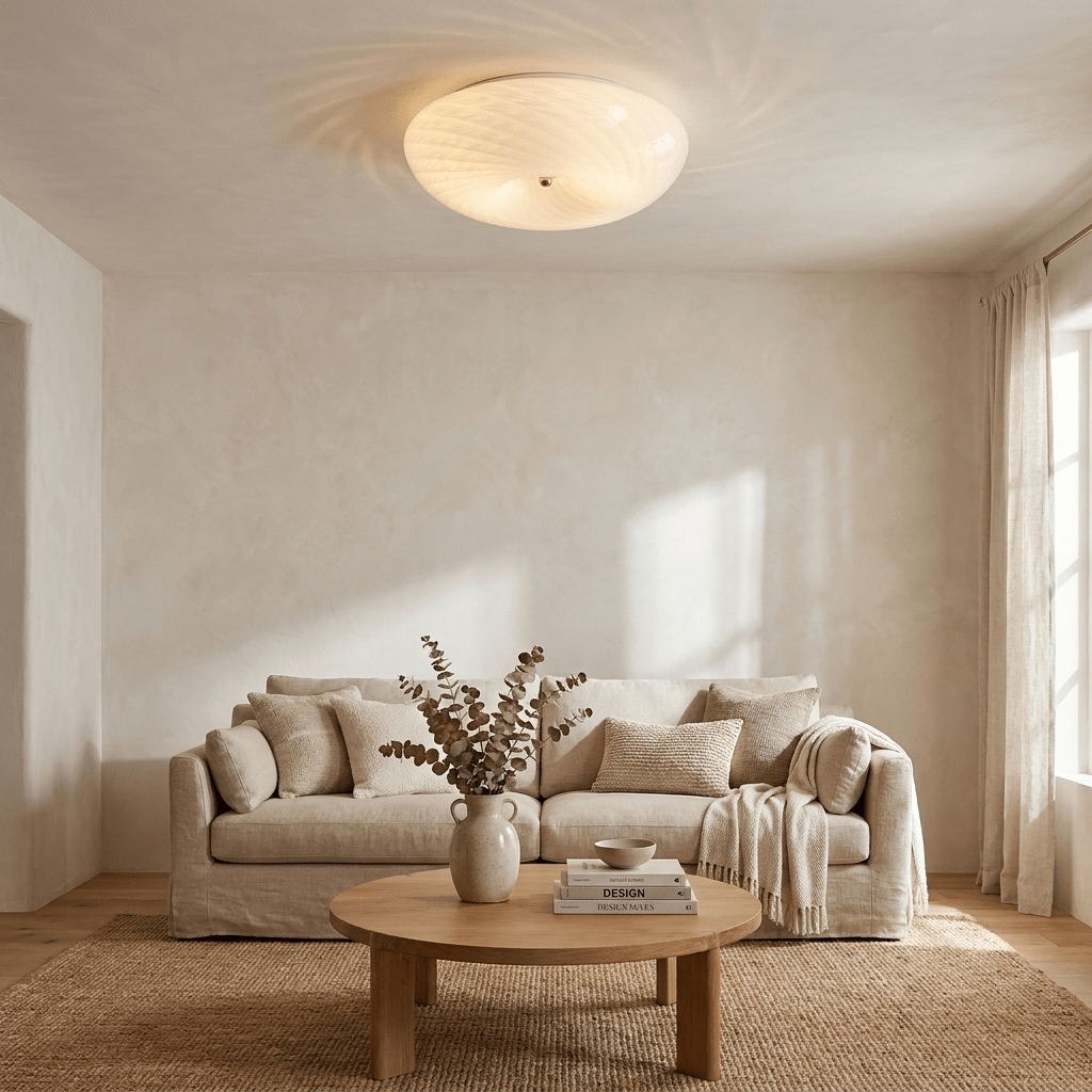 Virvelformad plafond i glas