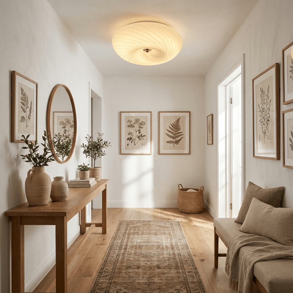 Virvelformad plafond i glas