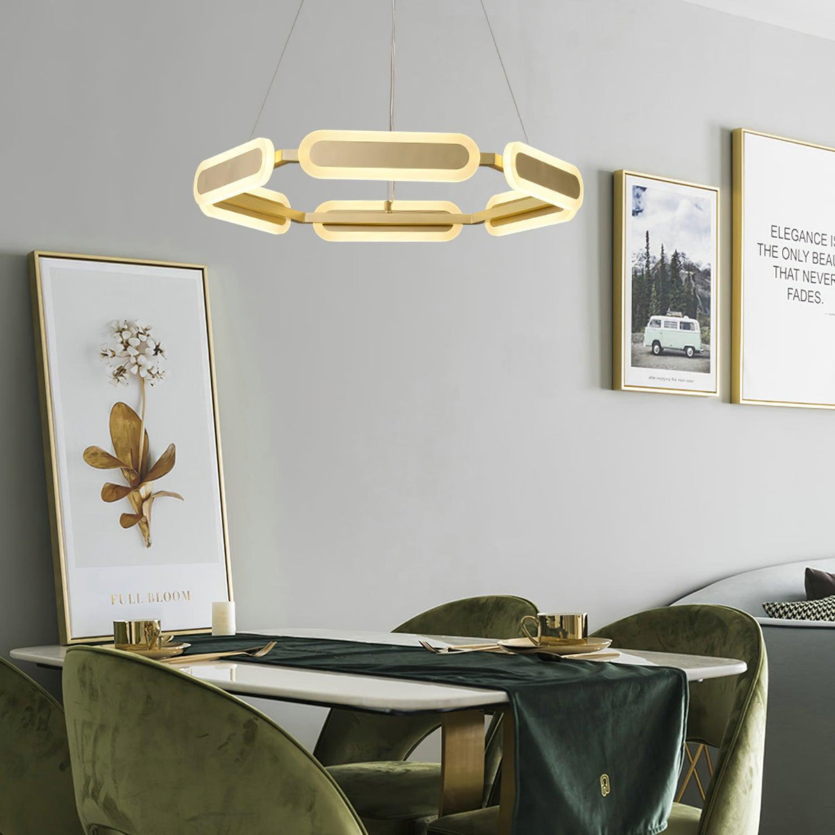 Din geometrisk ljuskrona med mässingsring