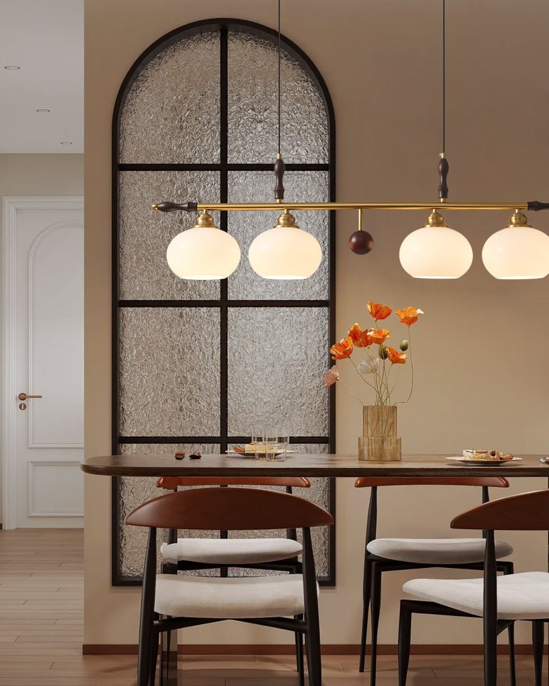 Runell Eksklusiv elegant traditionel pendellampe i træ og glas